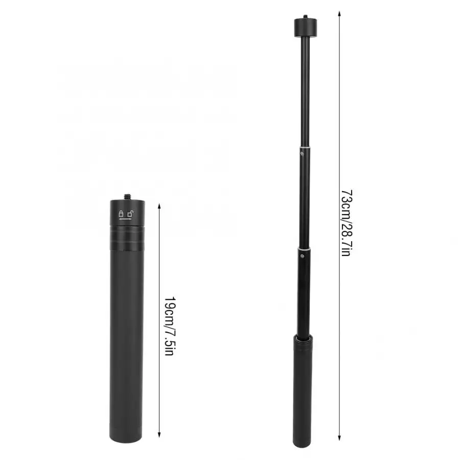 2 in 1 Extension Bar Stick Aluminum Alloy Telescopic Selfie Stick Extension Rod 1/4'' Screw Extender Pole for Gimbal Monopod