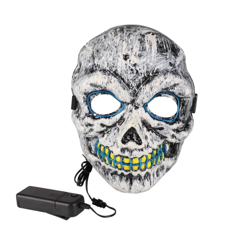 USB для Хэллоуина Косплей забавная маска для вечеринки с светодиодный EL провод полное лицо покрытие 3 режима регулируемый