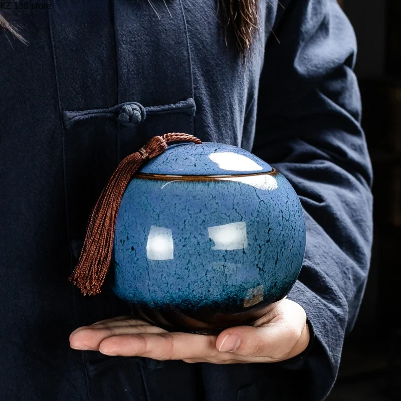 

Tea Pot Ceramic Tea Pot Household Small Sealed Storage Pot Tea Set Pot Round Storage Pot Living Room Tea Pot Ornaments