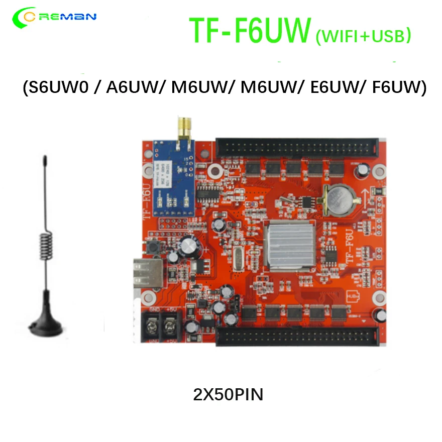 TF S6UW0 WIFI и USB драйвер беспроводной светодиодный контроллер дисплея F3.75 F5.0 P7.62 P10