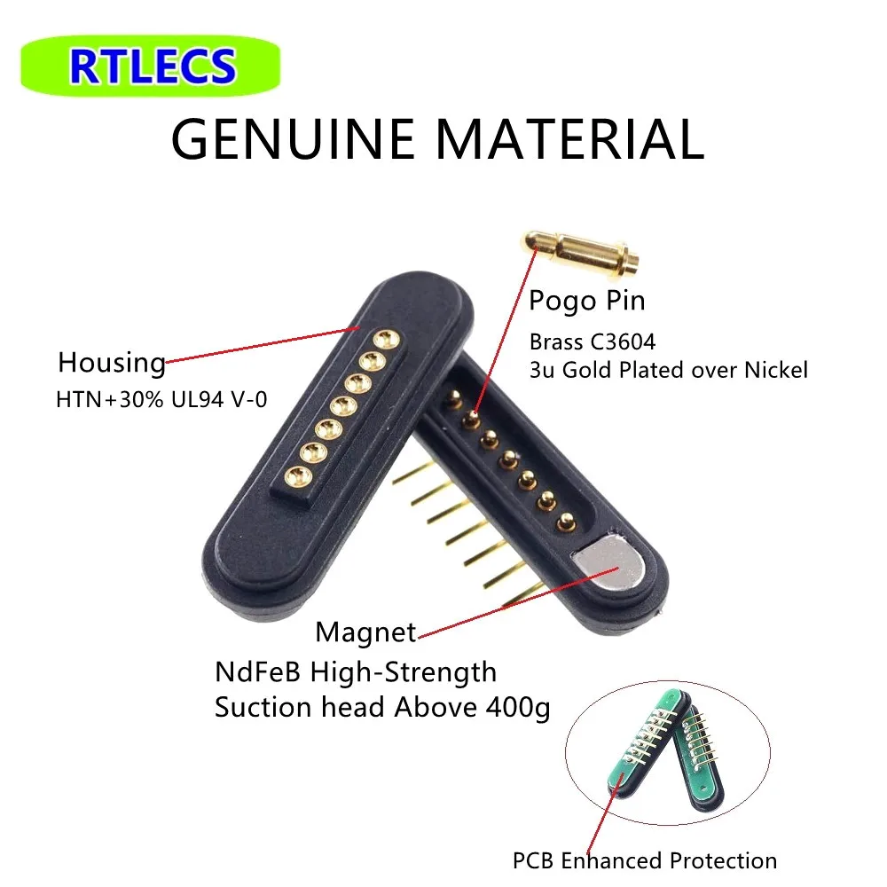 Magnetischer federbelasteter Stecker 11 Pins Pogopin männlich weiblich Lötdraht 2,2 mm Gitter Durchgangsloch 3A 12 V DC Pogo Pin wasserdicht – Detail 4