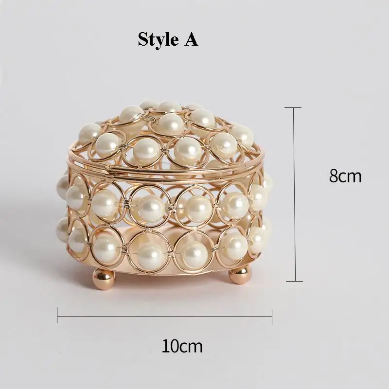 PEANDIM Elegant Mini Craft Jewelry Storage Box Pearl Crystal Organizer Earring Beads Cosmetic Case Desktop Decoration Gifts Box