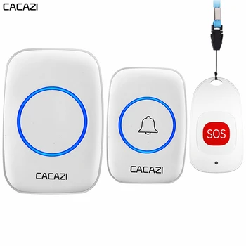 

CACAZI Smart Wireless pager doorbell Home Old man Emergency alarm 80m Remote Call Bell US EU UK Plug 1 button 1 pager 1 Receiver