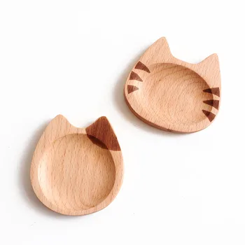 

Wooden Tray Sauce Plate Japanese Food Snack Dessert Tea Dish Plate Cat Shape Dipping Sauce Seasoning Bowl for Home Kitchen Tools
