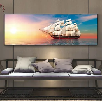 

Canvas Art Print Painting Poster large HD Photography Sailboat Sea Landscape Horizontal Wall Picture For Living Room Home Decor