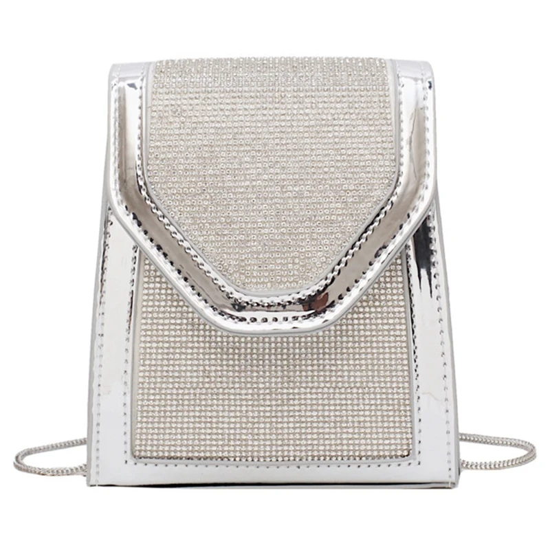 

ABZC-Rhinestone Inlaid For Evening Party Fashion Banquet Fashion Shoulder Storage Totes Bags For Women Lady White