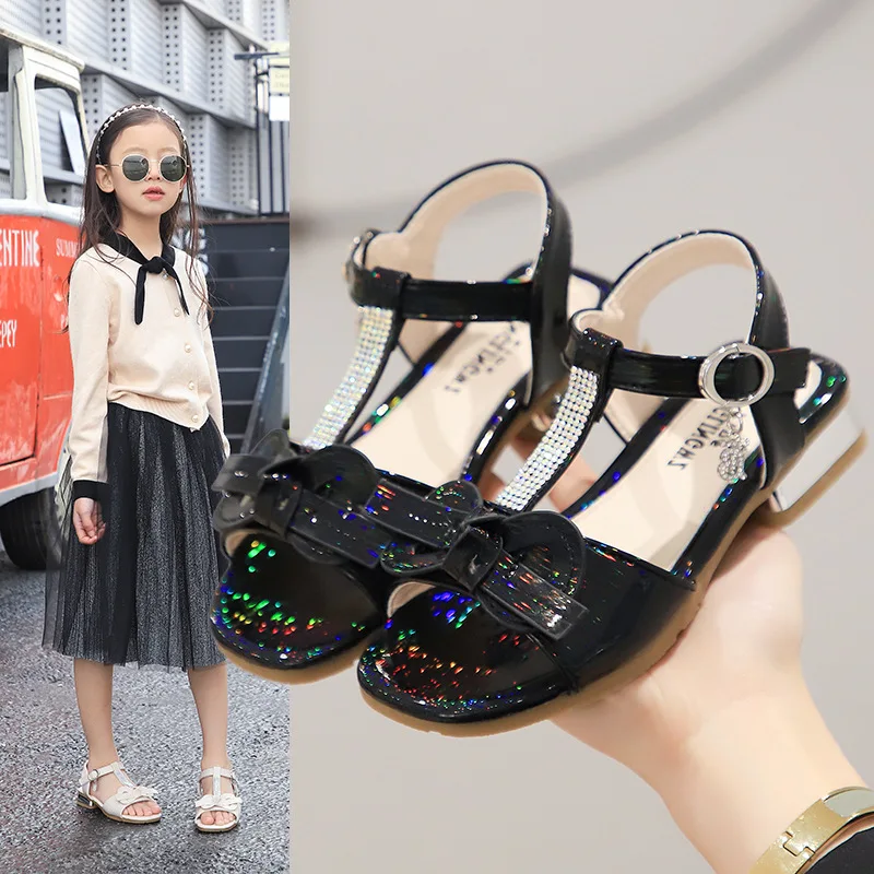 

Summer Big Girls Sandal Rhinestone princess Shoes Kids Sandals chaussure fille black 3T 4T 5T 6T 7T 8T 9T 10T 11T 13T 14T 15T