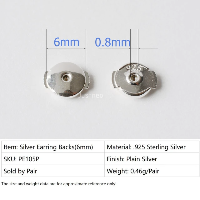 Solid .925 Sterling Silver Locking Earring Backs, Safety Secure