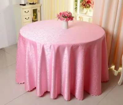 pink 10 шт свадебные жаккардовые полиэфирные скатерти круглые вечерние скатерти покрытие стола отеля - Цвет: pink