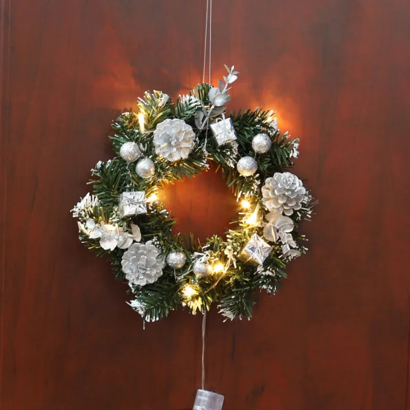 25-40 см светодиодный светильник, гирлянда для передней двери, настенный Рождественский венок с батарейным питанием, подвесная гирлянда, Декор для дома и отдыха