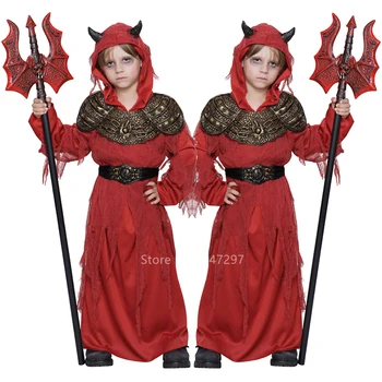 

Halloween Scary Evil Ghost Cosplay Costume for Kids Baby Girl Boy Carnival Party Children's Day Red Fancy Hooded Death Robe Set