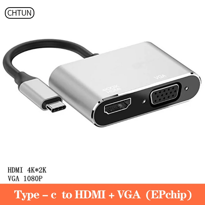 

Chtun typec to HDMI VGA dock USB C converter apple notebook to HDMI adapter