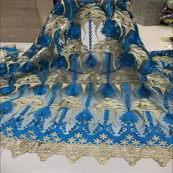 

2020 Aqua Green Latest African Lace Fabric High Quality French Net Embroidery Stone Tulle Lace Fabric For Nigerian Party Dress