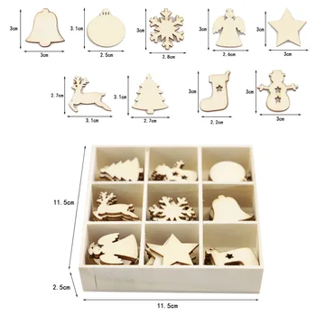 

72pcs Wooden Christmas Slices Tree Decorations Hanging Snowflakes Blank Shapes Kerstmis- Noel Nativitatis