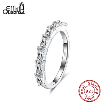 

Effie Queen Elegant 925 Silver Simple Lover Rings with 7pcs Big Crystal Stone AAAA Zircon Women Jewelry Wedding Party Gift SR186