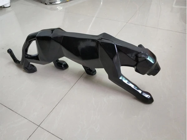 gloss black Современная Абстрактная Черная пантера скульптура Геометрическая Смола статуя леопарда дикая природа Декор подарок ремесло орнамент аксессуары мебель - Цвет: gloss black