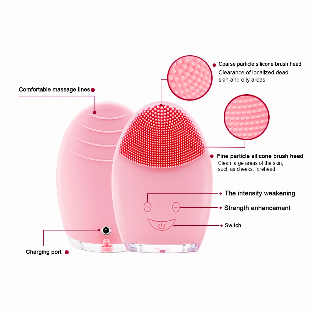 Прибор для очищения лица с питанием от звуковых вибраций, очиститель для лица, силиконовый, для глубокой очистки пор, Электрический Водонепроницаемый массажный инструмент для красоты