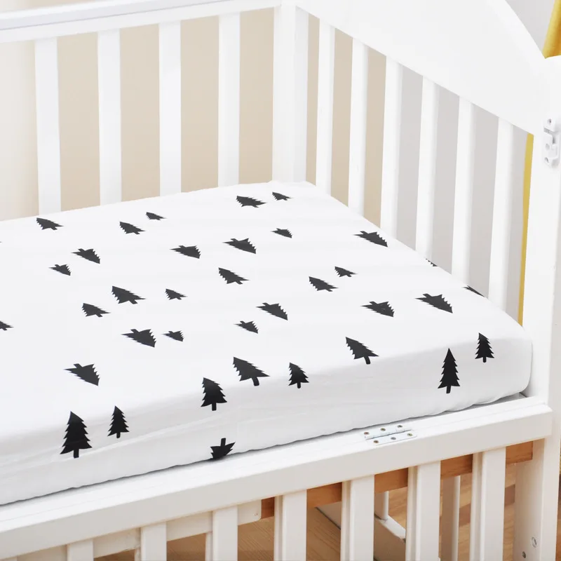 100% Cotton Crib Fitted Sheets With Elastic Band Baby Aldult Mattress Covers Printed Newborn Infant Bedding Set Kids Cot Sheet 4