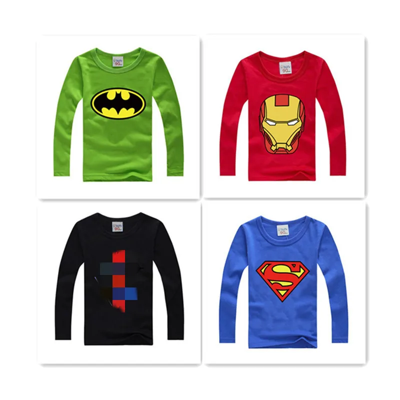 

new Children T Shirts long Sleevees Children Girls Print T Shirts Kids Popular Cotton superhero Superman Batman Tops Tee