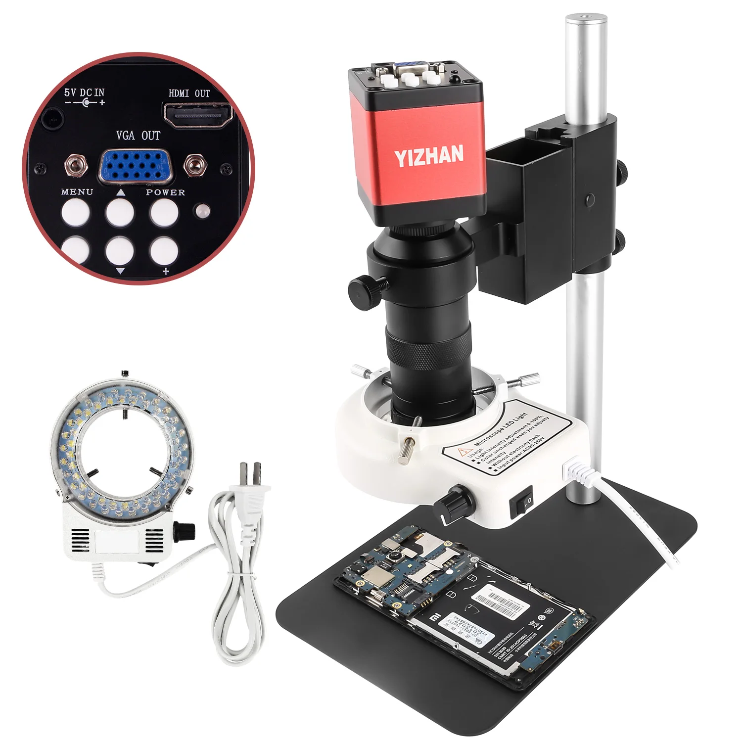 US $54.99 Digital Microscope 13MP for Electronics 130X C Mount Lens HDMIcompatible VGA Industrial Digital Video Microscope Camera Solder