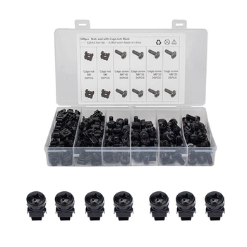 

100Pcs M6 12mm Nuts and Screw Screw with Cage Nuts Black for Server Rack Cabinet Rack Mount Screws