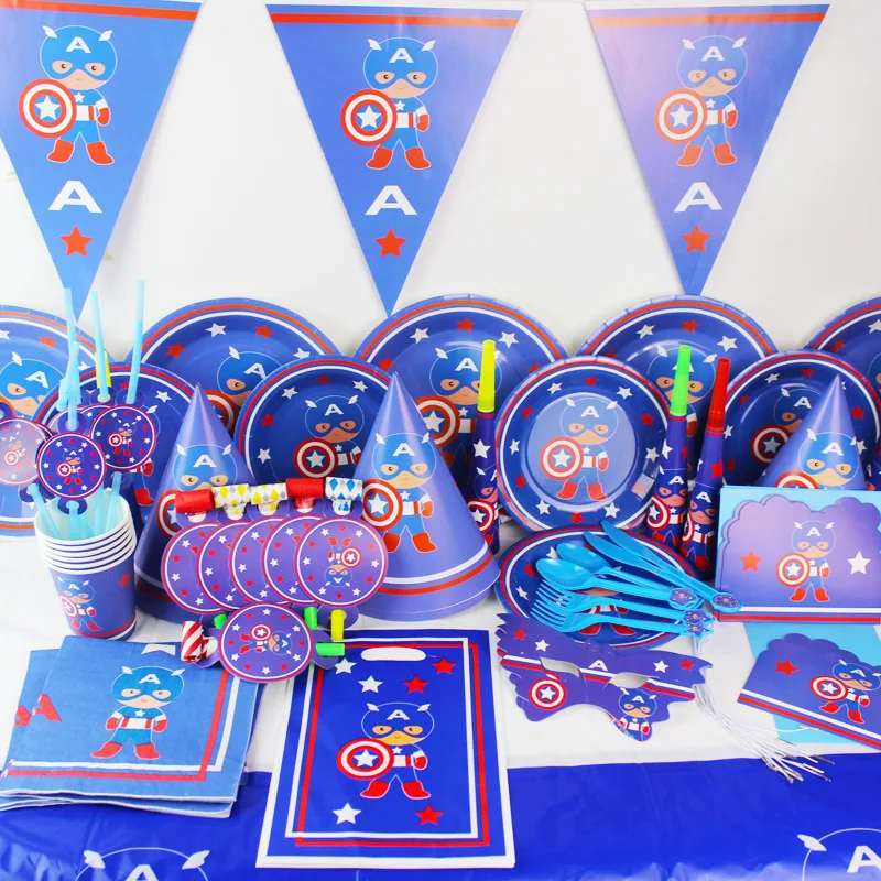 Капитан Америка Мстители День Рождения украшения шар гирлянда кисточкой фон для детских праздников ребенок конфеты бар фон