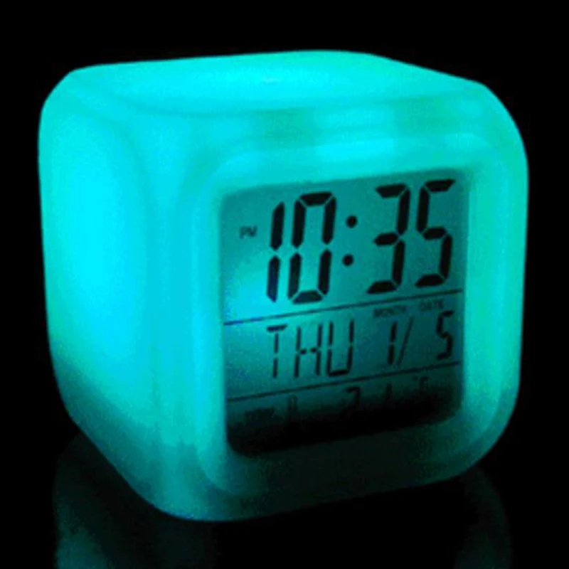 СВЕТОДИОДНЫЙ цветной ночной Светильник цифровые часы-будильник Многофункциональный светящийся термометр ребенка Спальня время Дисплей светящиеся настольные часы