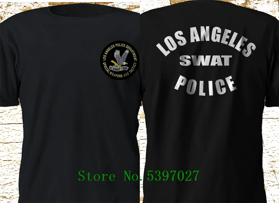 

2020 cotton Clothing Man Short Sleeve New SWAT Los Angeles Police Department Black T-Shirt Basic Models