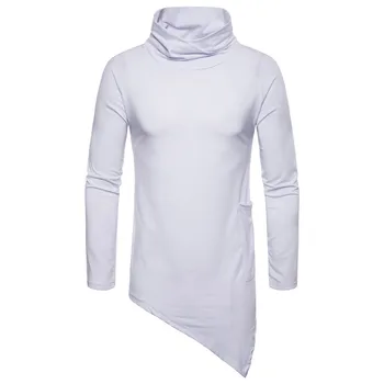 

Spring and autumn new solid color turtleneck solid color sweater men's slim diagonal hem compassionate
