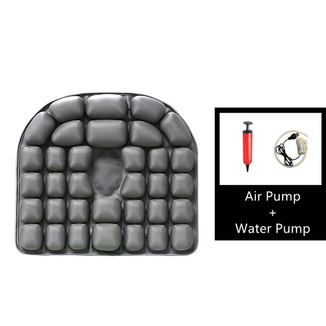 Massage Seat Cushion Air Decompression Pads Hemorrhoids Lumbar Mat Can Add Water For Chair Car Wheelchair With Cooling Fiber Gray