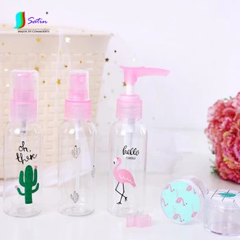 

DIY Cosmetics Bottle Packing Set Matching Portable Travel Transparent Bottle Cosmetics 5 Sets Cute Cartoon Pattern S453P