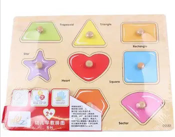 

Free shipping wooden puzzle toys, geometric shape makeup, early childhood cognitive puzzle, montessori teaching AIDS
