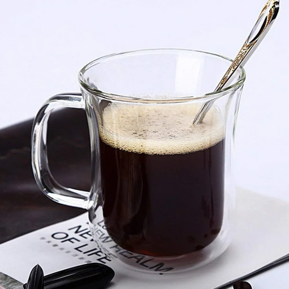 Drinking Insulation Double Wall Glass Tea Cup Double Coffee Mugs With the Handle Mugs Milk Creative Gift Drinkware