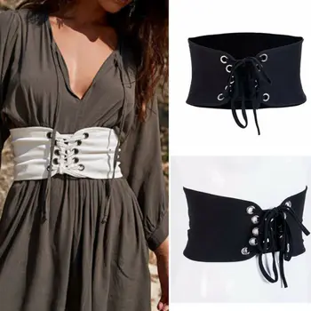 

2020 Newest Fashion Ladies Wide Corset Lace Belt Tie-up Waistband Women`s Solid Color Wedding Dress Waist Band Belts