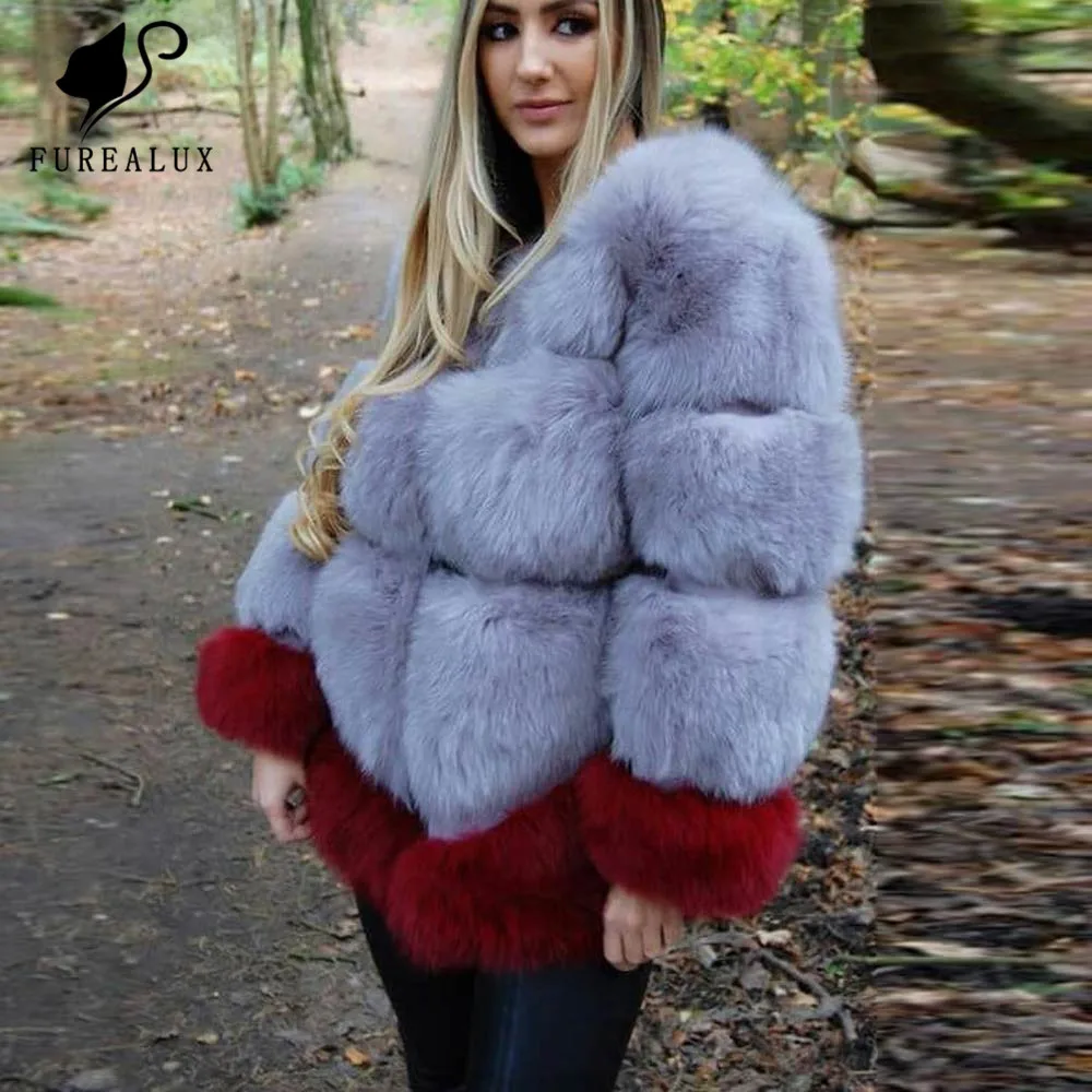 

Short Paragraph Winter Full Pelt New Genuine Leather Jacket Fashion Women Round Collar Handmade Clothing Fox Fur Coat Customized