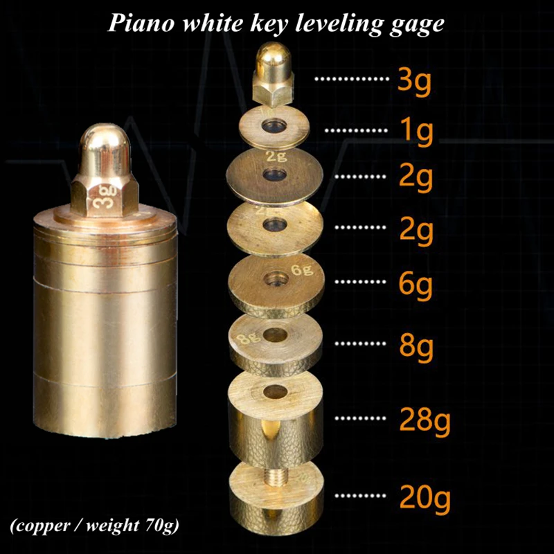 

Piano tuning repair tool，Piano white key leveling gage (copper / weight 70g)