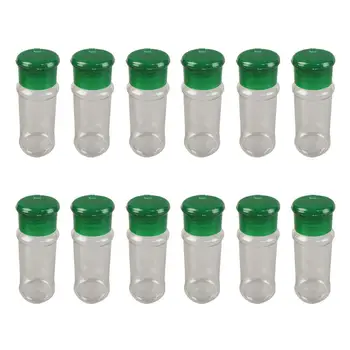 

12pcs Plastic Seasoning Bottle Spice Pot Pepper Shakers Salt Jar Condiment Can Cruet for Barbecue Kitchen (Green)