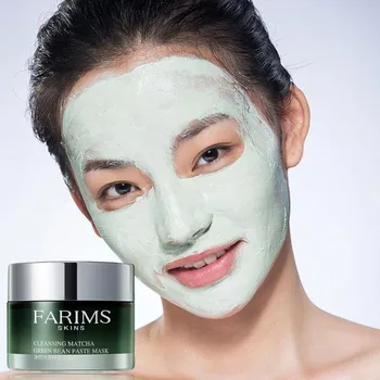 

50g Matcha Green Beans Face Mask Mud Oil Control Moisturizing Deep Cleaning Shrink Pore Mud Masks Skin Care
