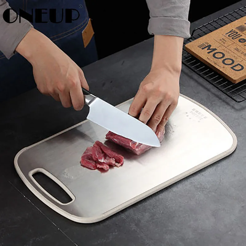 

ONEUP 304 Stainless Steel Cutting Board Antibacterial Wheat Straw Cutting Board Cutting Fruit Cutting Kitchen Tool Accessories