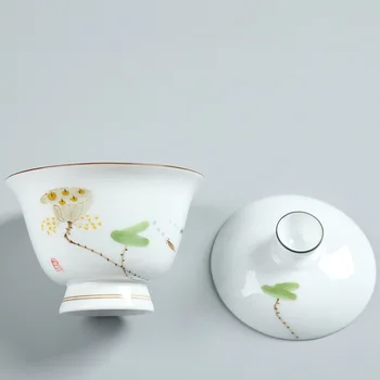 

Hand-Painted Ceramic Tureen Ceramic Whiteware Tea Set Tea Making Device Kung Fu Handmade Glaze Pastel Gaiwan Sopera De Ceramica