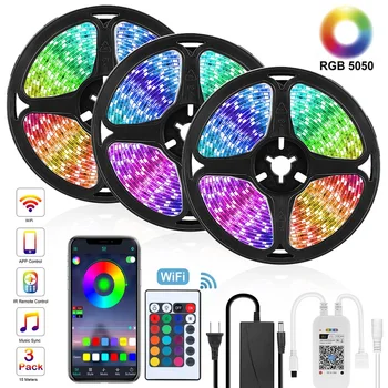 

RGB LED Strip Light 12V LED Lights Strip Ribbon RGB Tape Flexible Diode Tape with WiFi for Room TV Backlight Bluetooth