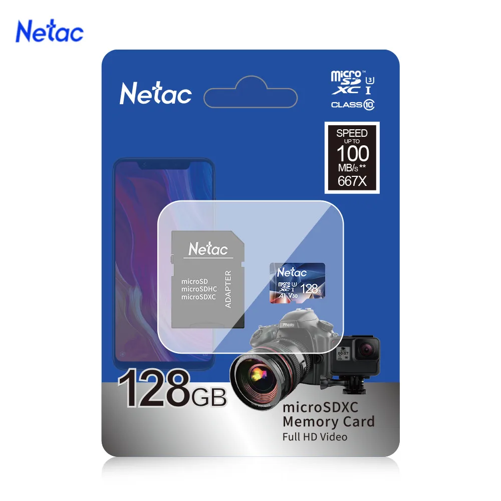 Netac Micro SD карта 512 ГБ 256 64 32 памяти 128 C10 UHS 1 U3 V30 P500 Microsd TF карта|Карты памяти| |