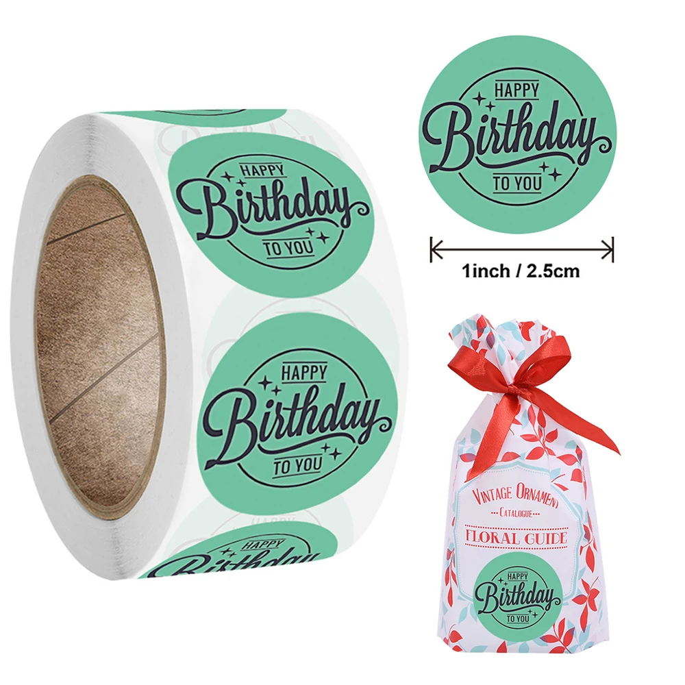 

500pcs 2.5cm Round Happy Birthday Stickers Birthday Party Gift Tag Label Decorations Stationery Stickers