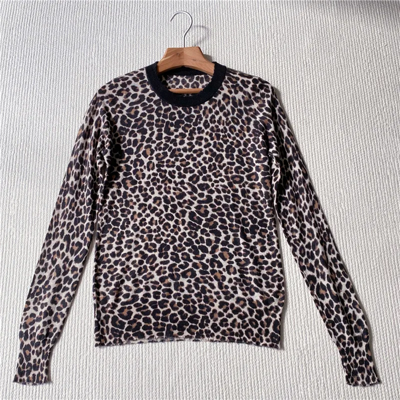 

Women Sweater 2019 Autumn / Winter New Leopard Round Neck Silk Cashmere Comfort Fashion Women Cashmere Sweater