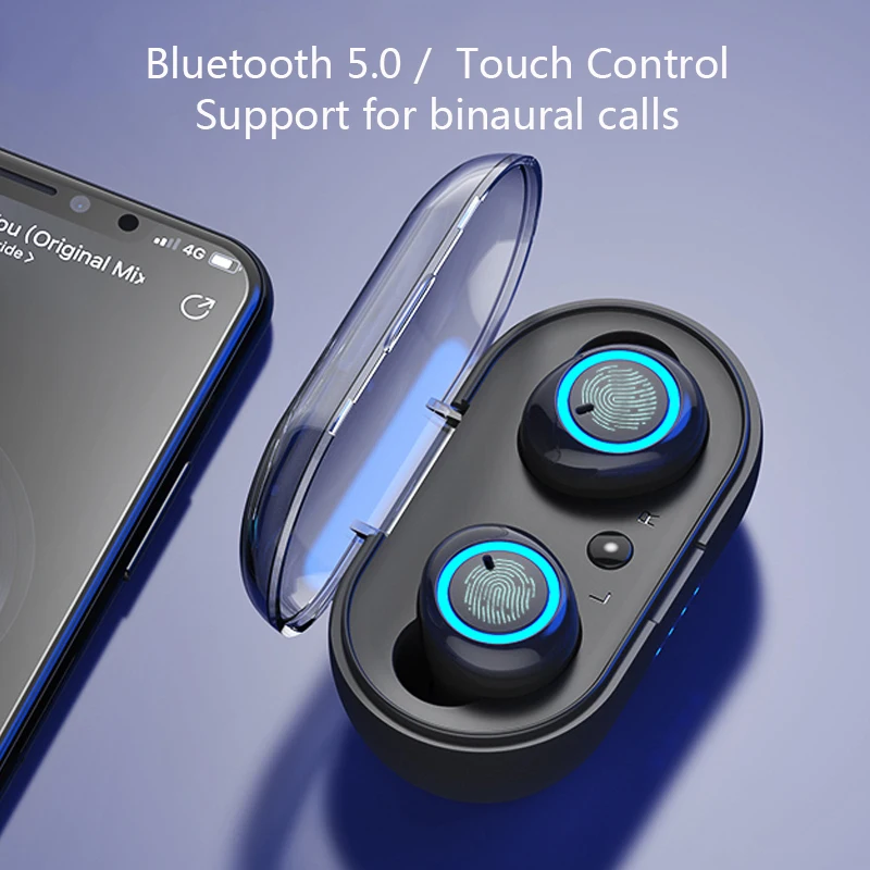 Сенсорные Bluetooth 5,0 наушники TWS беспроводные наушники Bluetooth стерео гарнитура спортивные наушники с микрофоном настоящие беспроводные наушники