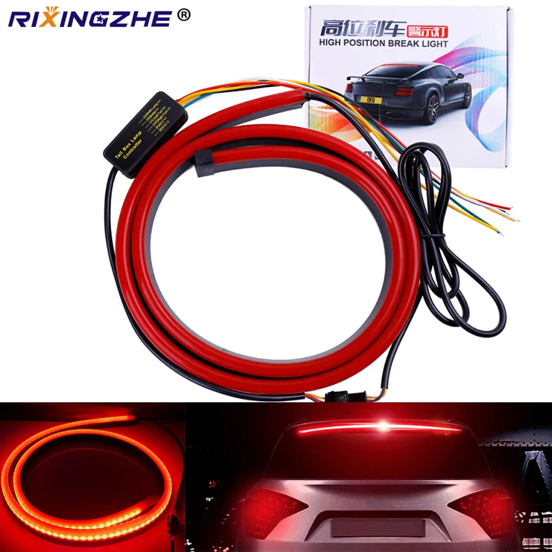 1SET 103CM 12V Brake Light Flexible Red Car Additional LED Car Third Brake Light With Driving Turn Signal Warning Stop Lamp