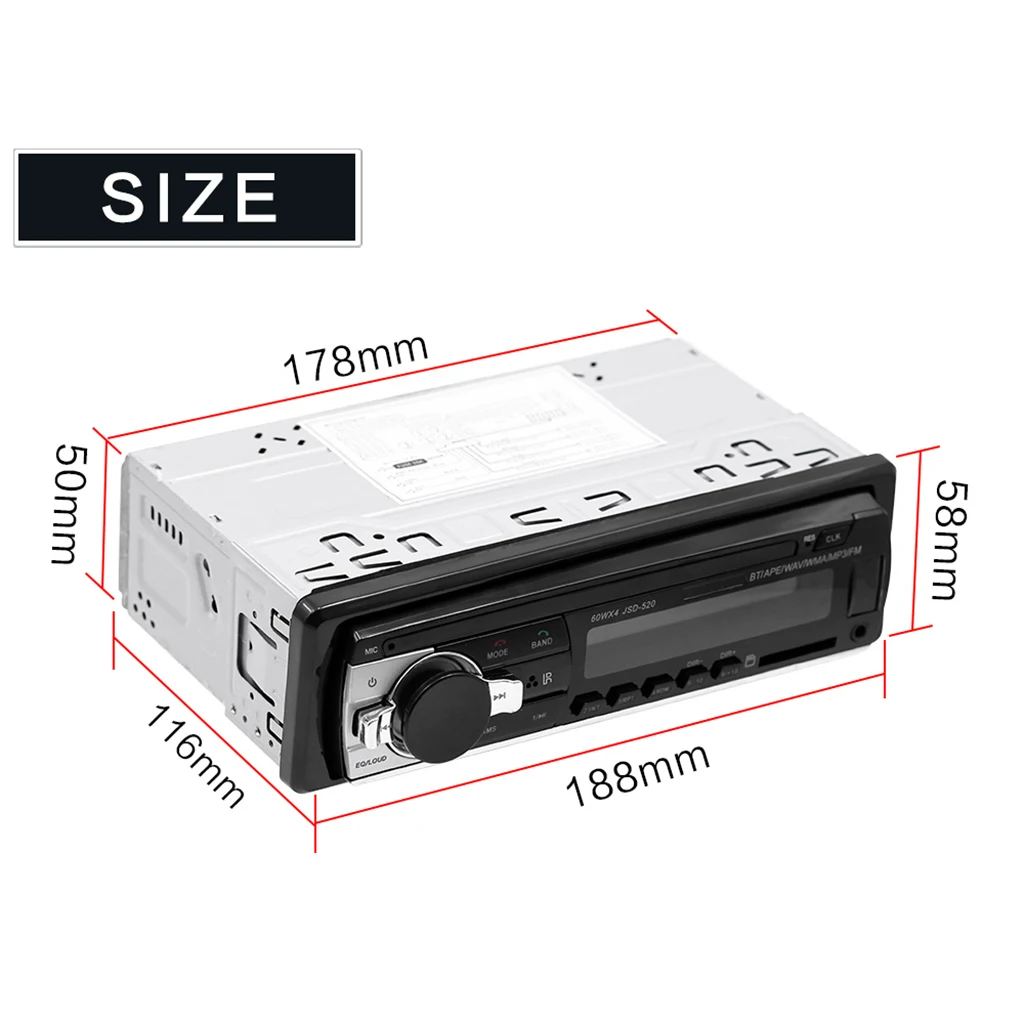 In-Dash FM MP3 Player Bluetooth Car Stereo Digital Media Receiver