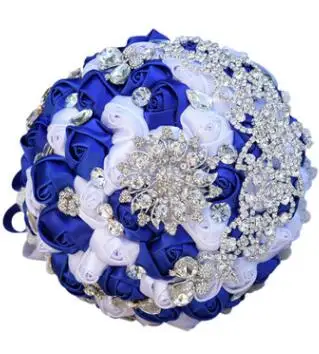 Роскошный хрустальный синий свадебный букет водопад Горный Хрусталь Жемчуг Блестящий Свадебный ручной работы шелковая Орхидея цветок Buque De Noiva - Цвет: 5