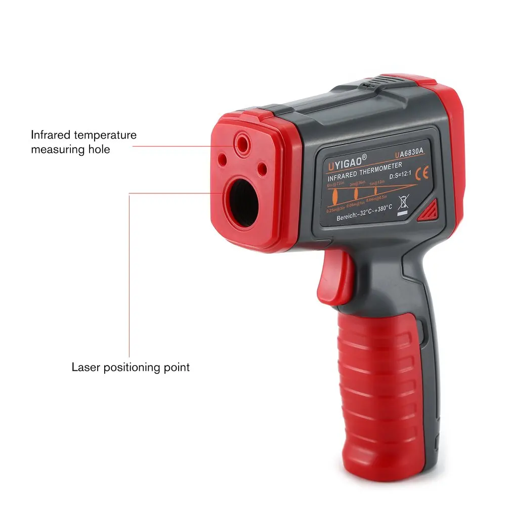 UYIGAO Ручной цифровой ЖК-Инфракрасный термометр измеритель температуры тестер Бесконтактный ИК температурный пистолет пирометр пистолет UA6830A