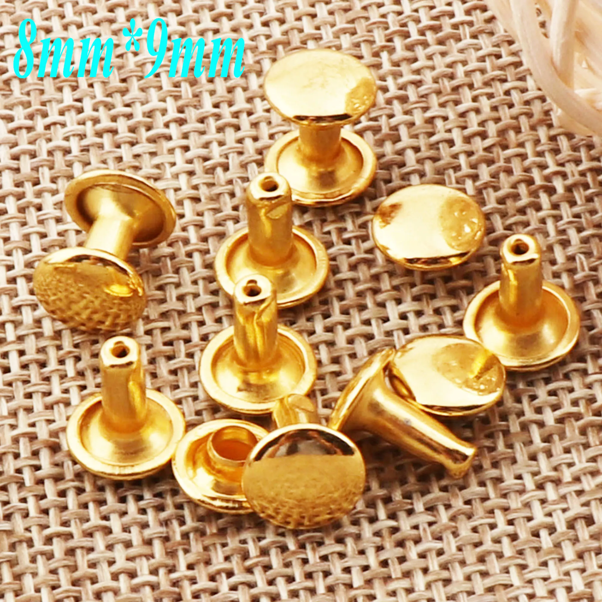 100 комплекты Золотая двойная линия Кепки заклепками Кожаные крепеж для рукоделия